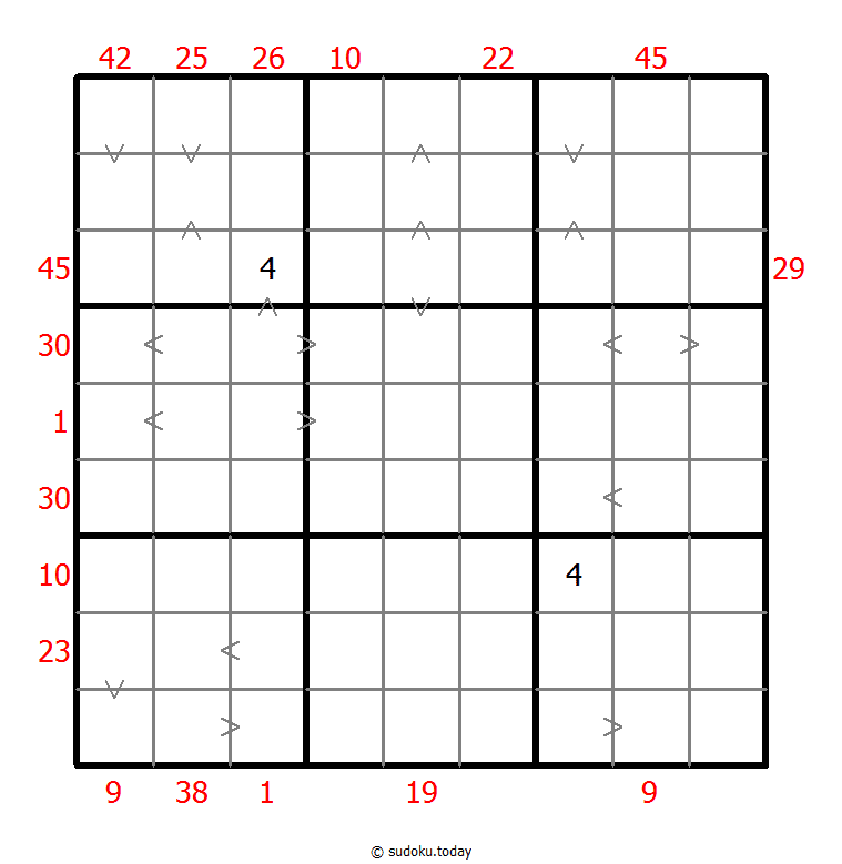 Hybrid Sudoku ( X Sums + Greater Than )